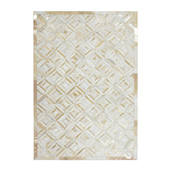 Zlatý kožený koberec Daz, 80x150cm