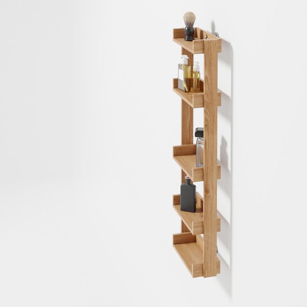 Nástěnná koupelnová police z dubového dřeva Wireworks Yoku-image-3