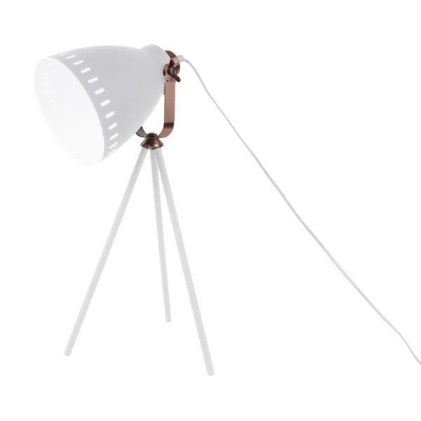 Bílá stolní lampa s detaily v měděné barvě Leitmotiv Mingle