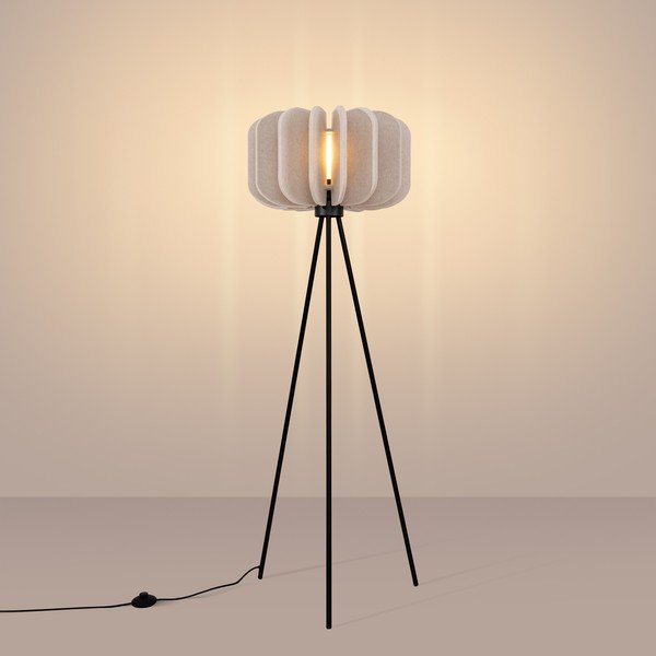 Béžová stojací lampa s textilním stínidlem (výška 134 cm) Elom – Sollux-image-2