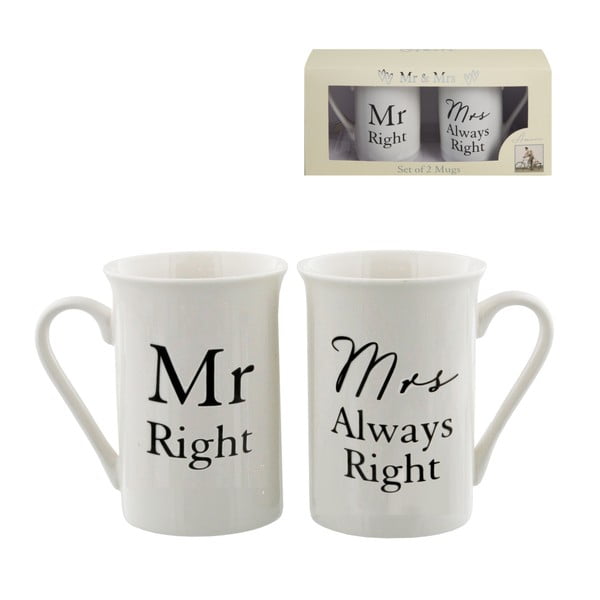 Sada 2 porcelánových hrnečků Amore Mr. Right and Mrs. Alwas Right 280 ml