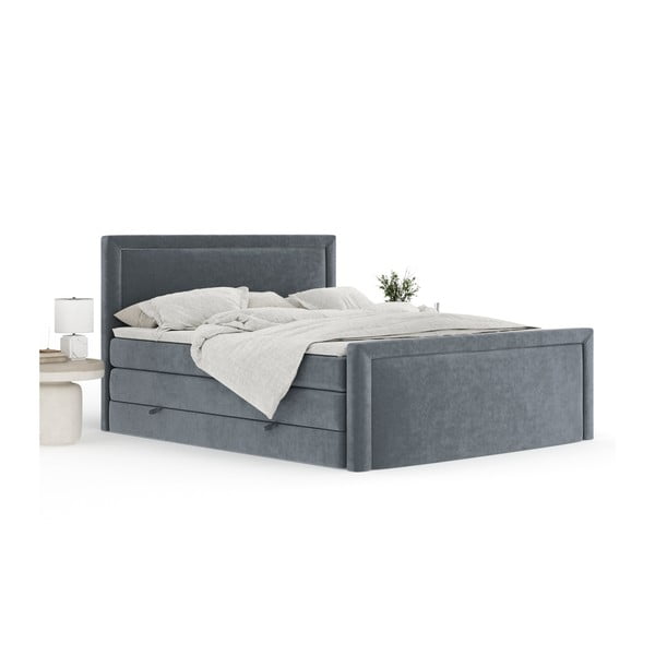 Tmavě šedá boxspring postel s úložným prostorem 160x200 cm Lavenda – Maison de Rêve-image-3