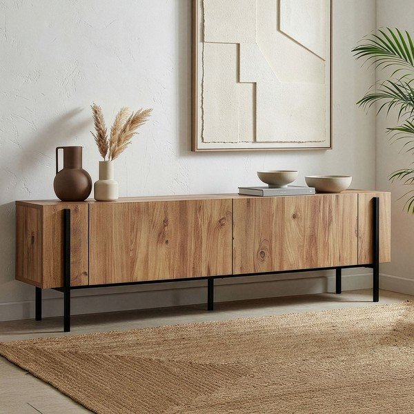 TV stolek v dekoru borovice v přírodní barvě 180x45x30 cm Nexus – Kalune Design-image-1