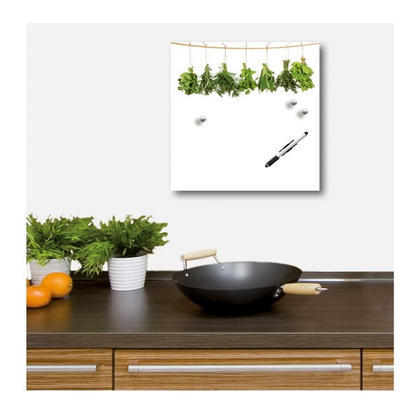 Magnetická tabule Hanging Herbs, 30x30 cm