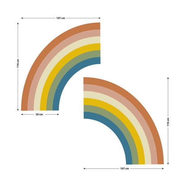 Dětská samolepka na zeď 158x87 cm Pastel Rainbow – Ambiance-image-2