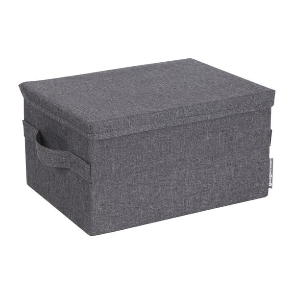 Šedý látkový úložný box s víkem 35x19x26 cm Soft Storage – Bigso Box of Sweden