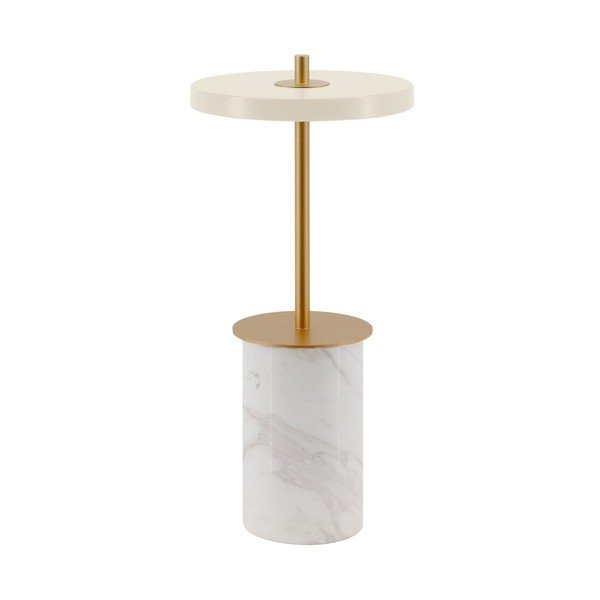 Krémová mramorová LED stmívatelná stolní lampa s kovovým stínidlem (výška 25,5 cm) Asteria Move Mini – UMAGE