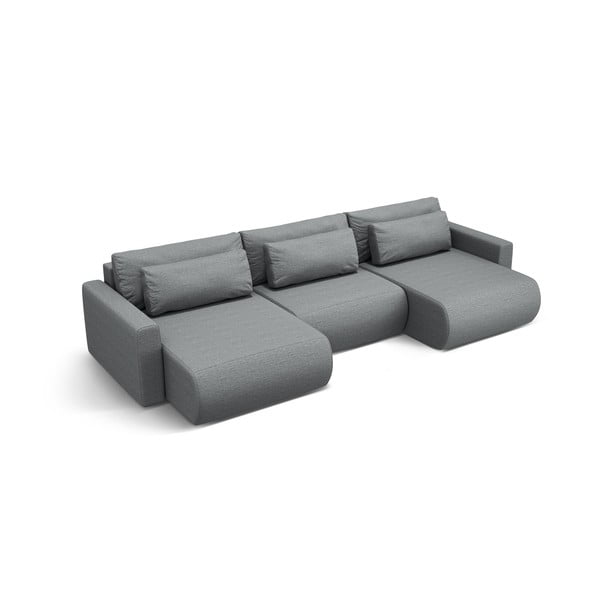 Šedá rozkládací rohová pohovka s úložným prostorem  (do "U") Belfast – Cosmopolitan Design-image-1