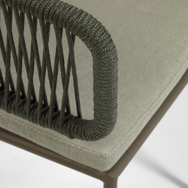 Zahradní židle s ocelovou konstrukcí a zeleným výpletem Kave Home Nadin-image-1