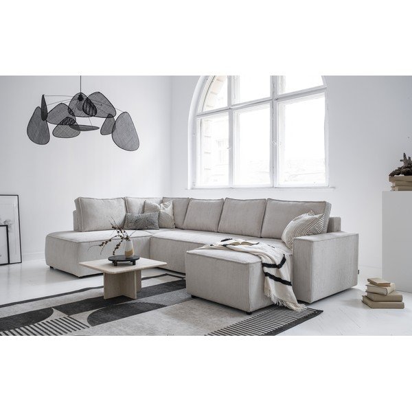 Bílá manšestrová rozkládací rohová pohovka (levý roh/do "U") Brave Dave – Miuform-image-2