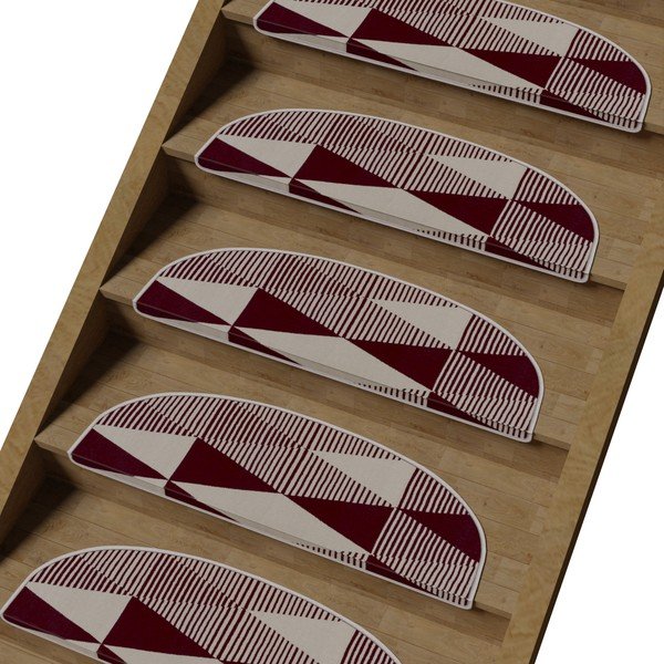 Bílo-vínové nášlapy na schody v sadě 16 ks 20x65 cm Triangles – Vitaus-image-1