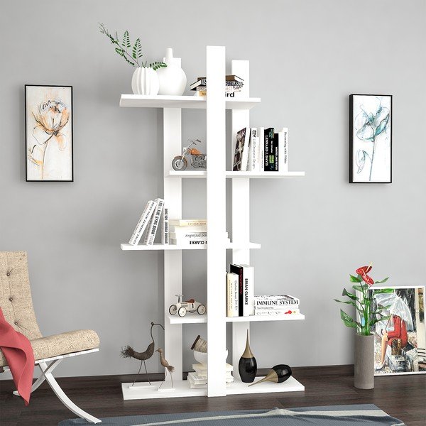 Bílá knihovna 75x150 cm Dembi – Gauge Concept-image-1