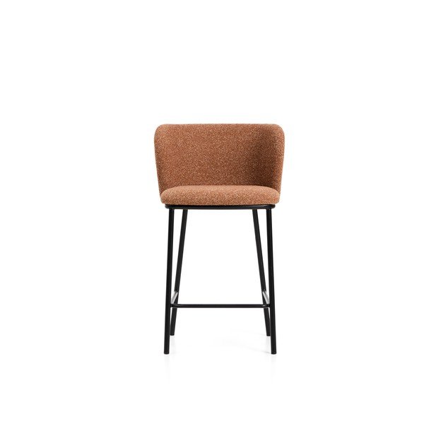 Čalouněná barová židle v terakotové barvě (výška sedáku 65 cm) Ciselia – Kave Home-image-3