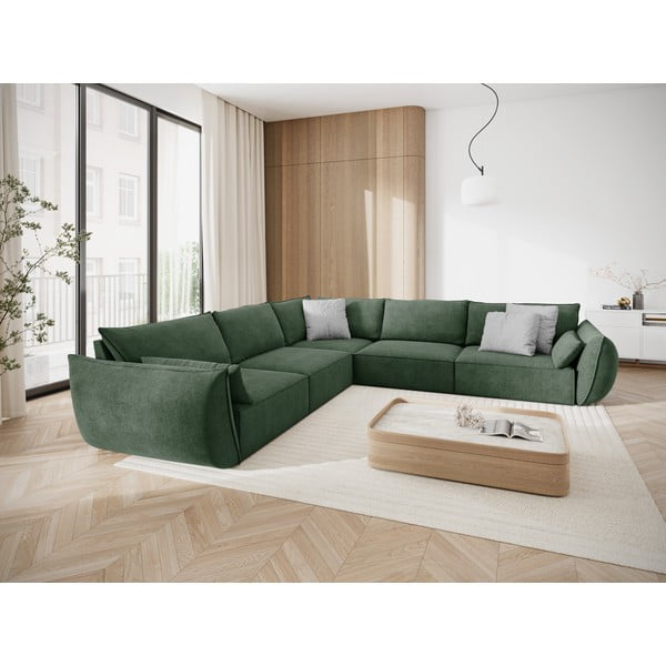 Tmavě zelená rohová pohovka (variabilní) Vanda – Mazzini Sofas-image-1