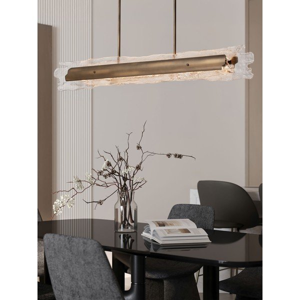 Ocelové LED stmívatelné závěsné svítidlo v mosazné barvě se skleněným stínidlem Velar – Nova Luce-image-1