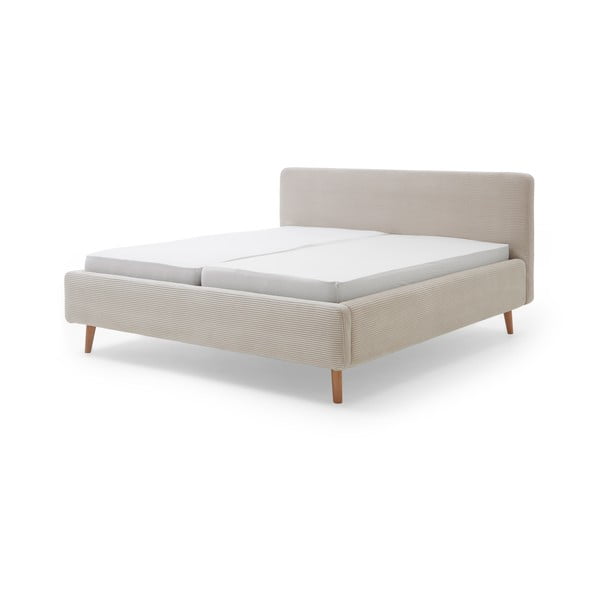 Béžová čalouněná dvoulůžková postel s úložným prostorem s roštem 180x200 cm Mattis Cord – Meise Möbel