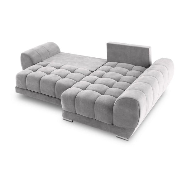 Světle šedá rozkládací rohová pohovka se sametovým potahem Windsor & Co Sofas Nuage, pravý roh-image-4