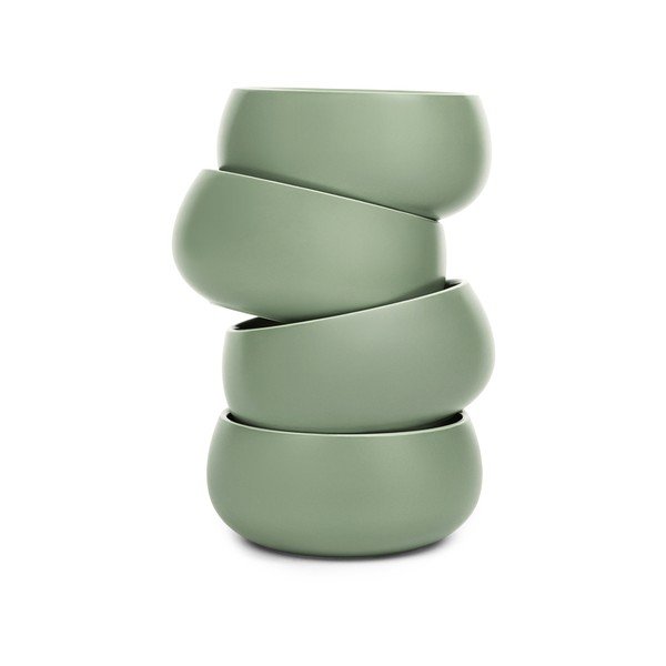 Zelené misky v sadě 4 ks z kameniny 600 ml Aura Luma – Bonami Selection-image-4