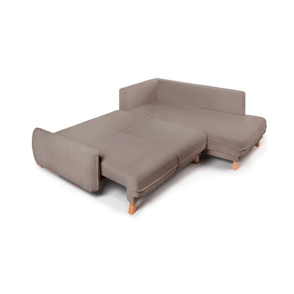 Taupe manšestrová rozkládací/s úložným prostorem rohová pohovka (levý roh/do L) Tori – Bonami Selection-image-3
