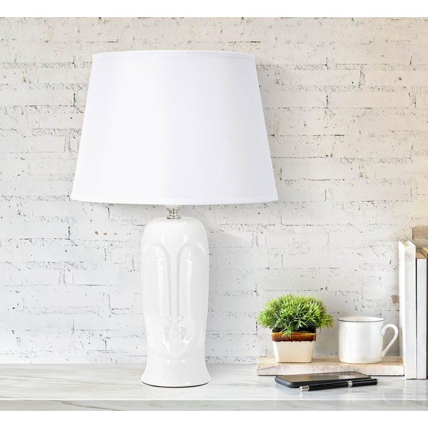 Bílá keramická stolní lampa s textilním stínidlem (výška 46 cm) Statua – Mauro Ferretti-image-1