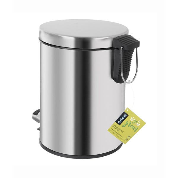 Nášlapný odpadkový koš z nerezové oceli v leskle stříbrné barvě 3 l – Orion-image-3