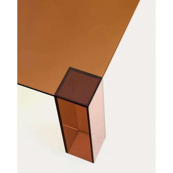 Hnědý skleněný konferenční stolek 85x85 cm Adularia – Kave Home-image-4
