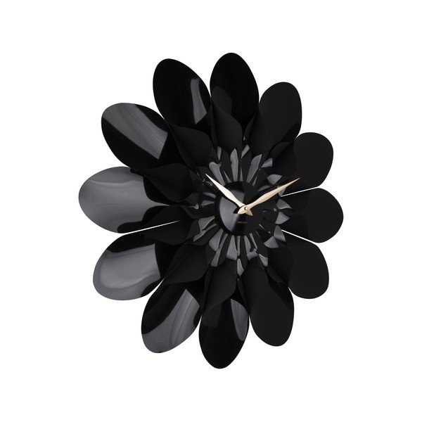 Černé nástěnné hodiny Karlsson Flower, ø 60 cm-image-2