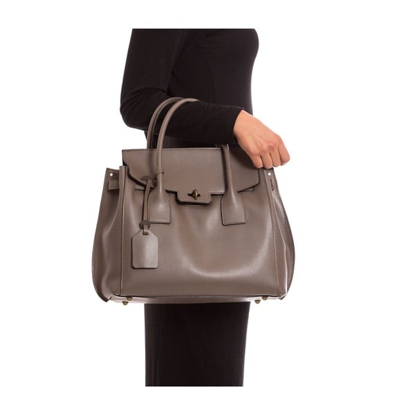 Šedo-hnědá kožená kabelka Isabella Rhea no. 479-image-3