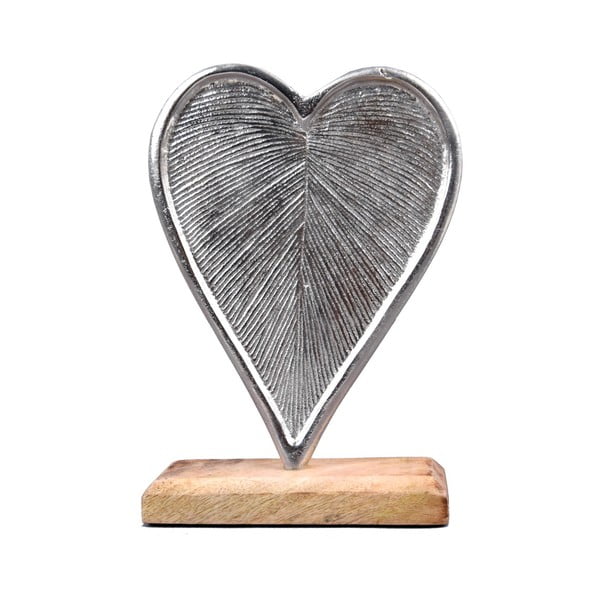 Vánoční dekorace ve tvaru srdce s dřevěným podstavcem Ego dekor, výška 22,5 cm
