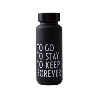 Černá termo láhev Design Letters Forever, 500 ml