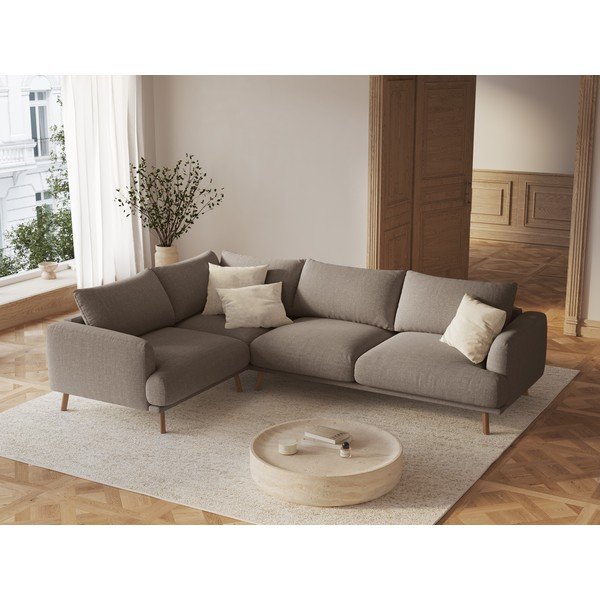 Taupe rohová pohovka (levý roh/s lenoškou) Naomi – Micadoni -image-1