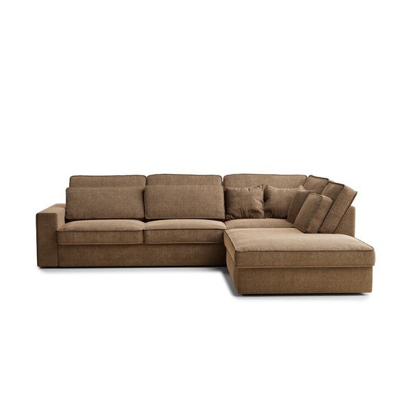 Světle hnědá žinylková rohová pohovka (pravý roh/do L) Kirou – Maison de Rêve