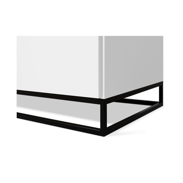 Bílá komoda s deskou z černého mramoru s 3 šuplíky a 3 dvířkami a černýma nohama TemaHome Join-image-2