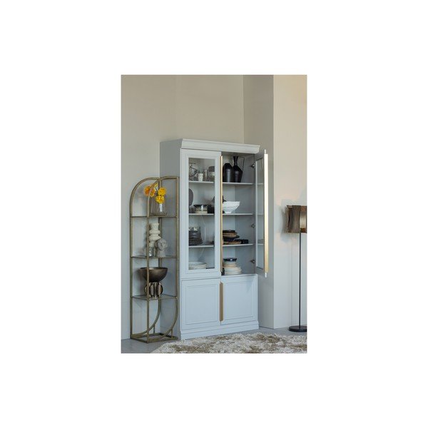 Světle šedá vitrína z borovicového dřeva 110x215x44 cm Organize – WOOOD-image-1