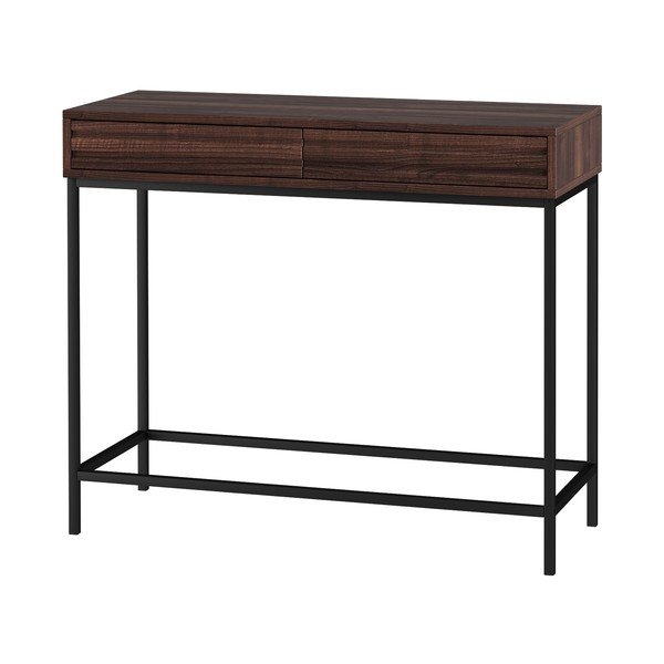 Tmavě hnědý konzolový stolek s deskou v dekoru ořechového dřeva 35x90 cm Celine – Støraa-image-3