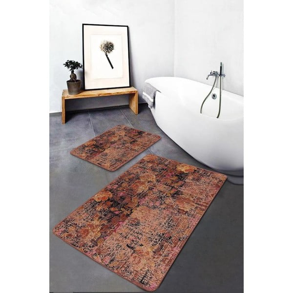 Hnědé sametové koupelnové předložky v sadě 2 ks 60x100 cm – Mila Home-image-3