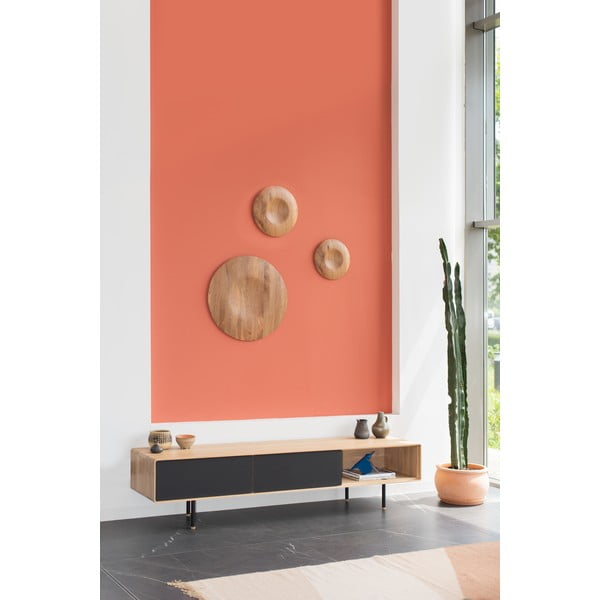 TV stolek z dubového dřeva v černo-přírodní barvě 200x48 cm Fina – Gazzda-image-3