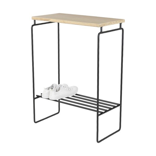 Konzolový stolek v černo-přírodní barvě s deskou z dubového dřeva 29x57 cm Clint – Spinder Design-image-4