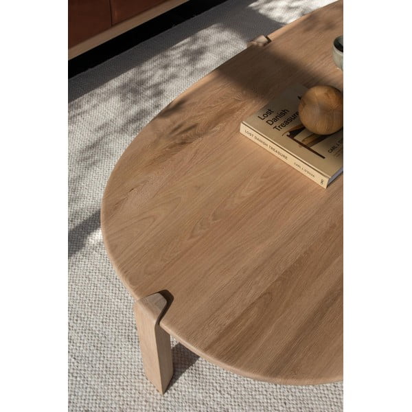 Konferenční stolek z dubového dřeva v přírodní barvě 100x180 cm Kulin – Gazzda-image-3