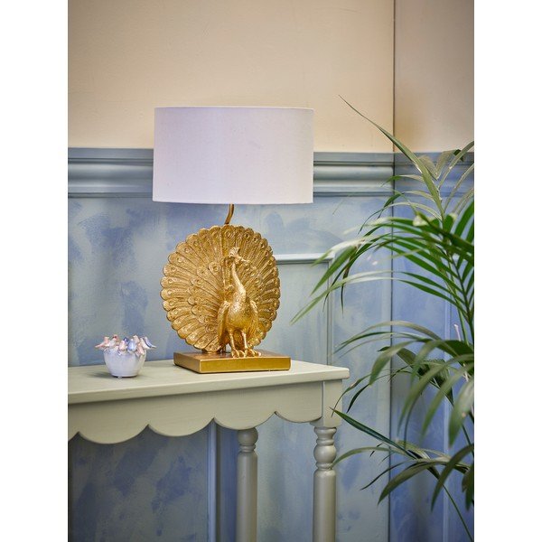 Stolní lampa ve zlaté barvě s textilním stínidlem (výška 58,5 cm) Peacock – Bloomingville-image-1
