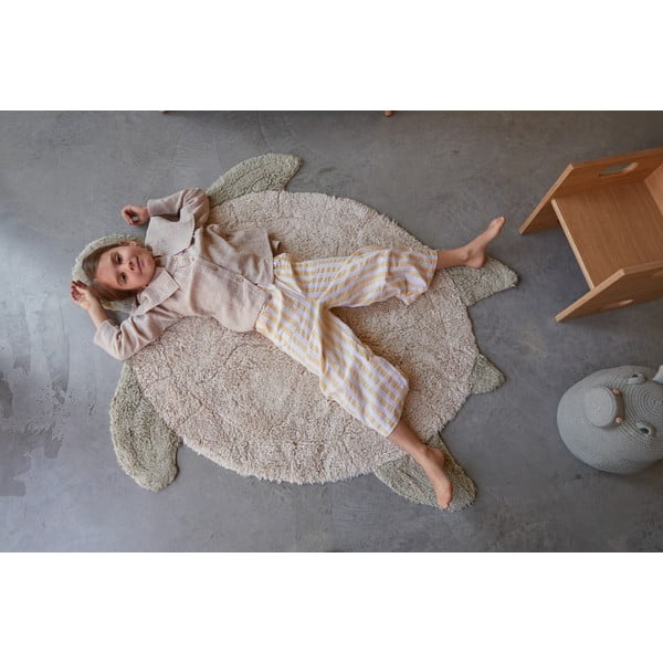 Béžový pratelný ručně tkaný bavlněný dětský koberec 110x130 cm Sea Turtle – Lorena Canals-image-4