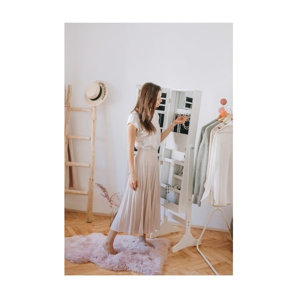 Bílá stojací šperkovnice se zrcadlem a LED podsvícením Bonami Essentials Bien-image-2