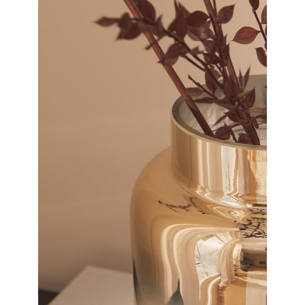 Ručně foukaná skleněná váza ve zlaté barvě Westwing Collection Uma, výška 20 cm-image-2