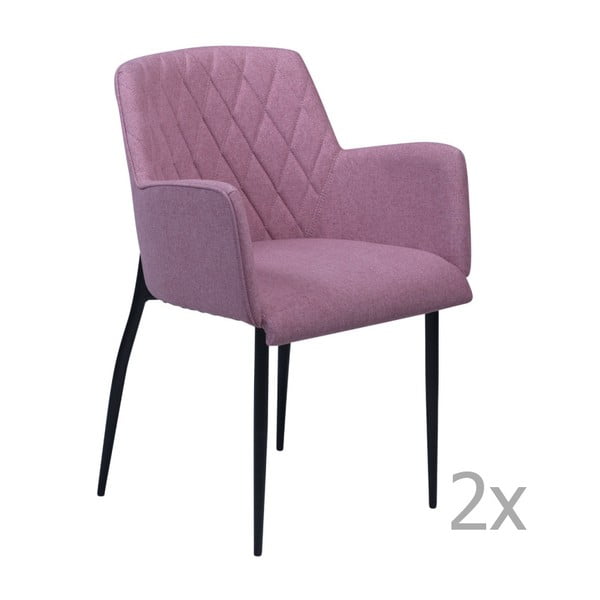 Sada 2 růžových  jídelních židlí s područkami DAN– FORM Rombo