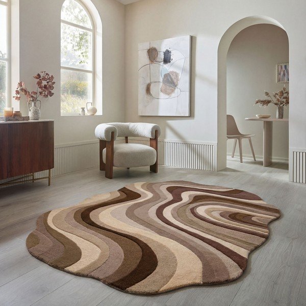 Hnědý/béžový ručně tkaný vlněný koberec 160x230 cm Envy Wool – Flair Rugs-image-1