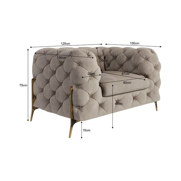 Šedobéžové sametové křeslo Chelsea Bis – Ropez-image-4