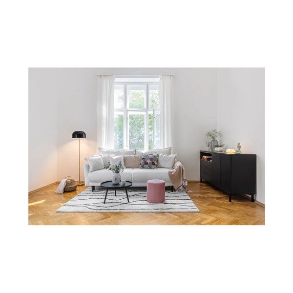 Bílá manšestrová rozkládací/s úložným prostorem pohovka 215 cm Bjork – Bonami Selection-image-1