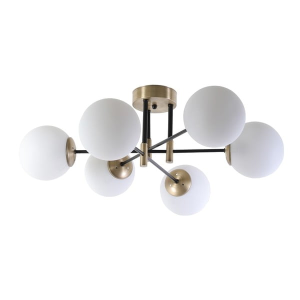 Stropní svítidlo v bílo-zlaté barvě se skleněným stínidlem ø 15 cm Dolunay – Opviq lights
