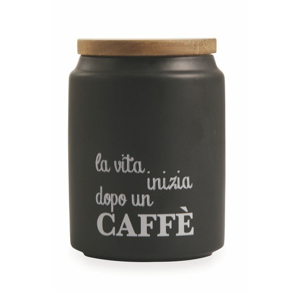 Černá dóza na kávu s bambusovým víčkem Villa d'Este Idee