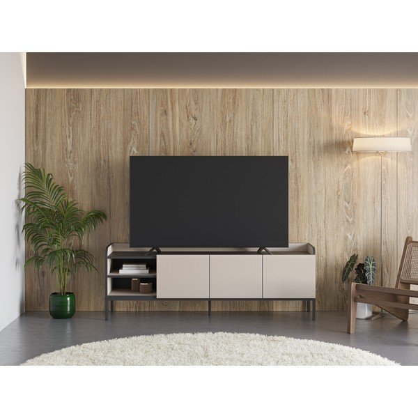 Krémový TV stolek 160x55x42 cm Adara – Marckeric-image-1